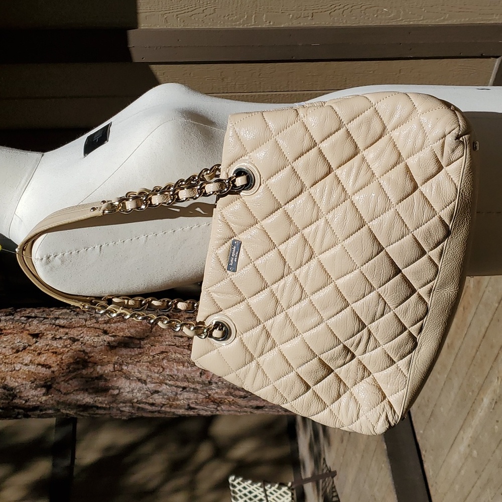 Authentic Kate Spade quilted leather shopper purse, "Carey Tote" early 2000